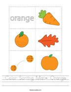 Color Sorting Mat- Orange Handwriting Sheet