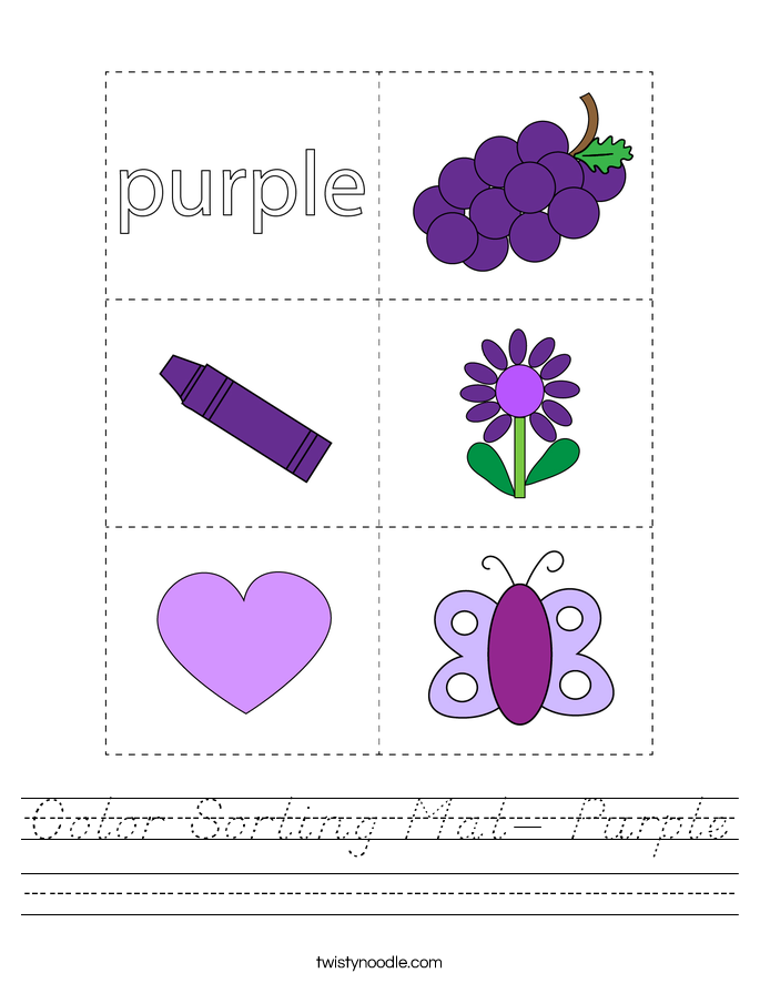 Color Sorting Mat- Purple Worksheet