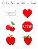 Color Sorting Mat- Red Coloring Page