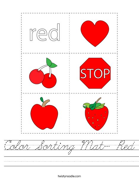 Color Sorting Mat- Red Worksheet