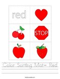 Color Sorting Mat- Red Worksheet