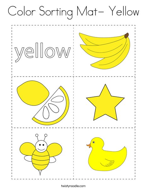 Color Sorting Mat- Yellow Coloring Page