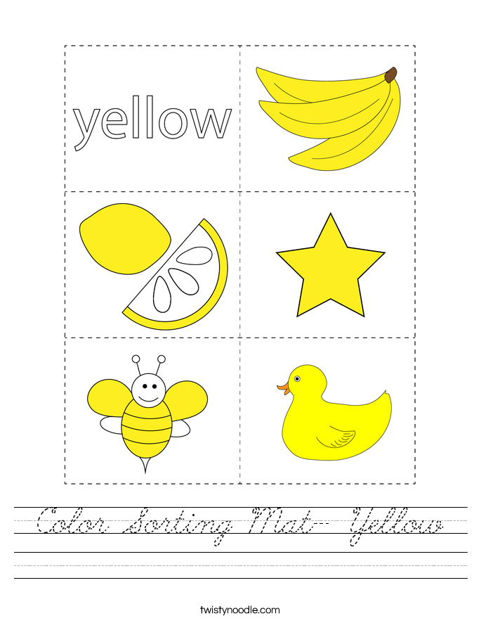 Color Sorting Mat- Yellow Worksheet
