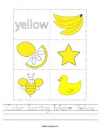 Color Sorting Mat- Yellow Handwriting Sheet