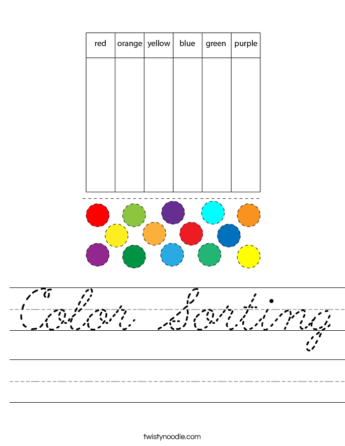 Color Sorting Worksheet