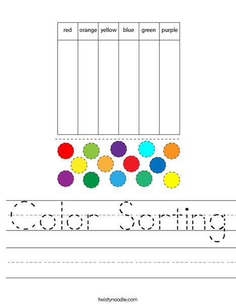 Color Sorting Worksheet - Twisty Noodle Color Sorting Worksheet - Twisty Noodle