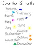 Color the 12 months Coloring Page