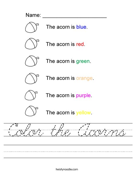 Color the Acorns Worksheet