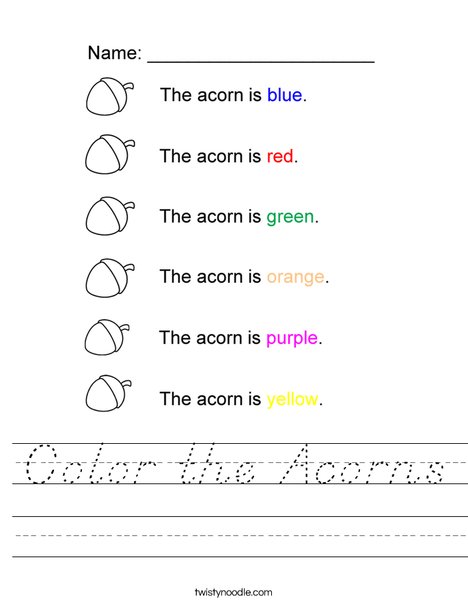 Color the Acorns Worksheet