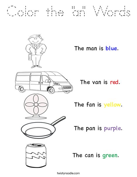 Color the AN Words Coloring Page