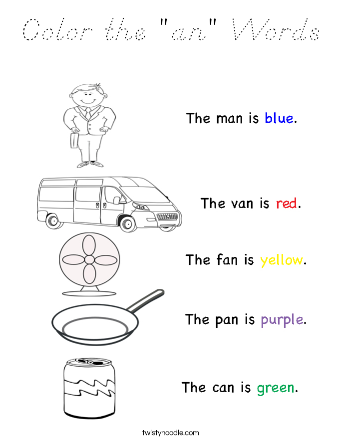 Color the "an" Words Coloring Page