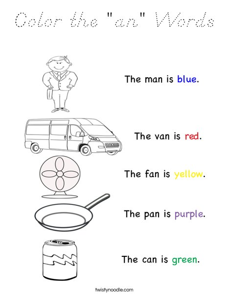 Color the AN Words Coloring Page