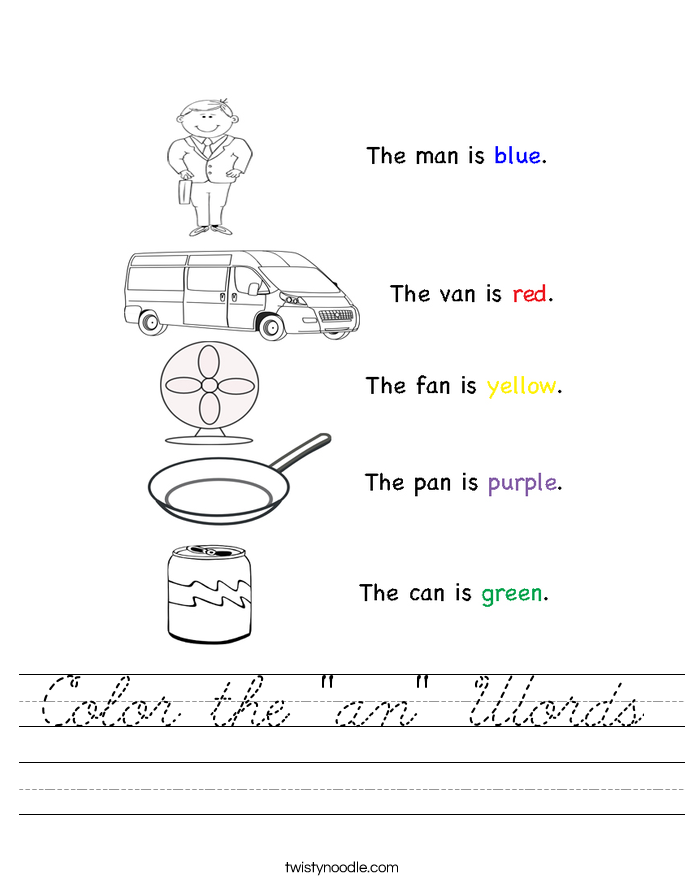 Color the "an" Words Worksheet