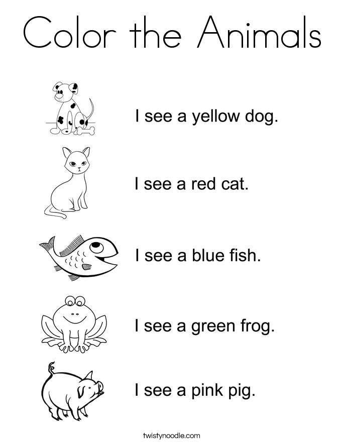 Download Color the Animals Coloring Page - Twisty Noodle