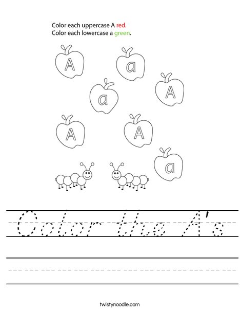 Color the A's Worksheet