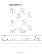 Color the A's Handwriting Sheet