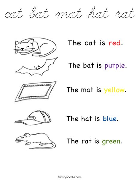 Color the at words Coloring Page