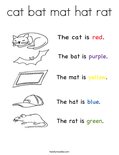 cat bat mat hat rat Coloring Page