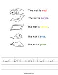 cat bat mat hat rat Worksheet