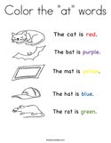 Color the "at" words Coloring Page