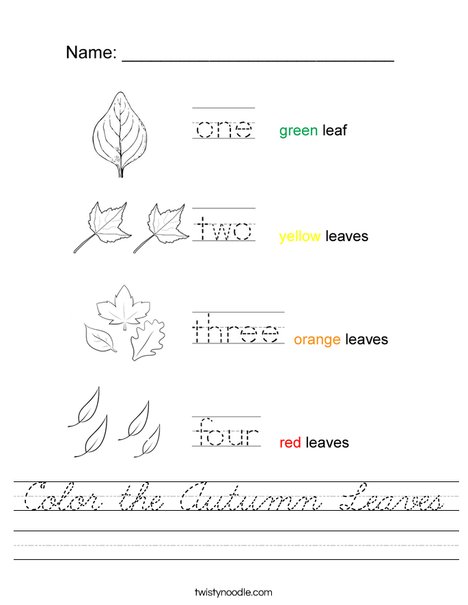 Color the Autumn Leaves Worksheet