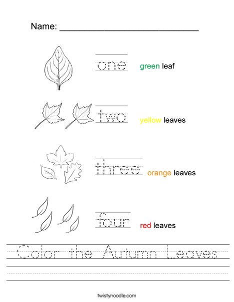 Color the Autumn Leaves Worksheet