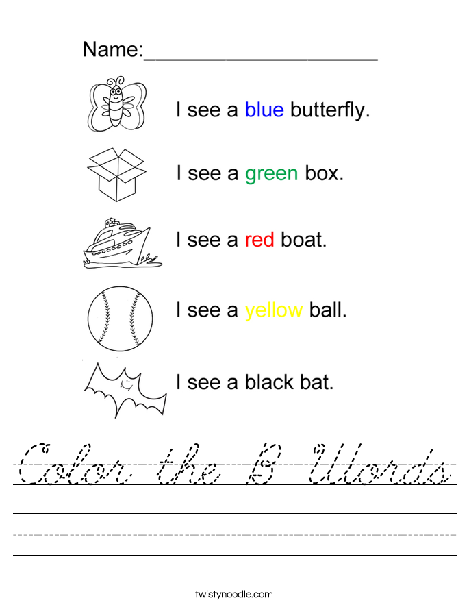 Color the B Words Worksheet