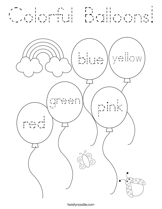 Colorful Balloons! Coloring Page