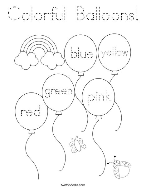 Download Colorful Balloons Coloring Page - Tracing - Twisty Noodle