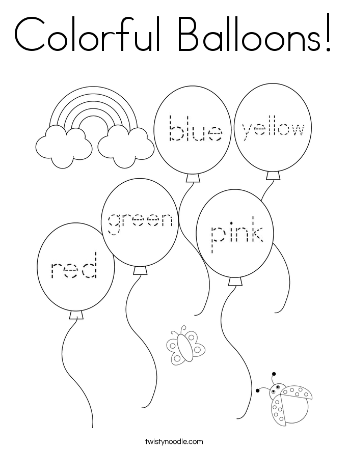 Colorful Balloons! Coloring Page