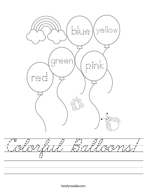 Color the balloons. Worksheet