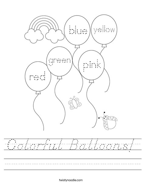Color the balloons. Worksheet