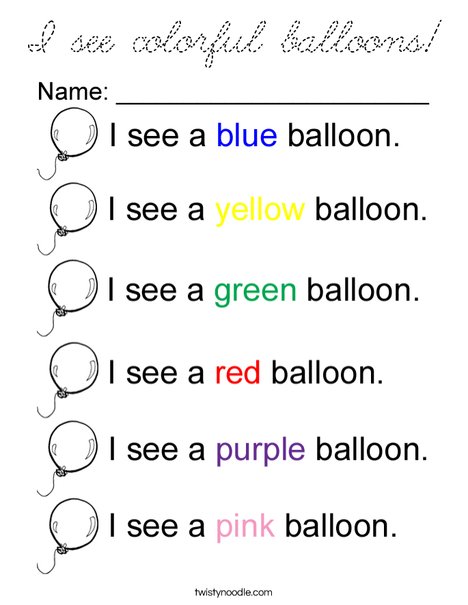I see colorful balloons Coloring Page