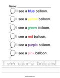 I see colorful balloons! Worksheet