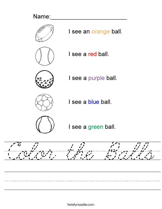 Color the Balls Worksheet