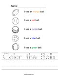 Color the Balls Worksheet