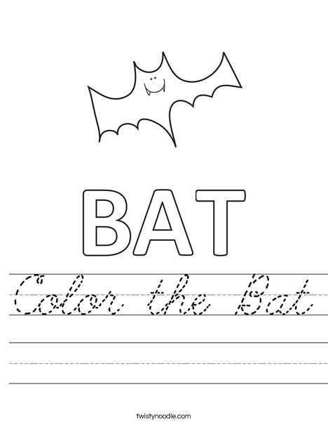 Color the Bat Worksheet