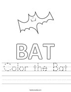 Color the Bat Handwriting Sheet