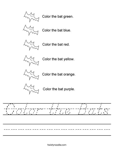 Color the Bats Worksheet