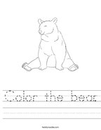 Color the bear Handwriting Sheet