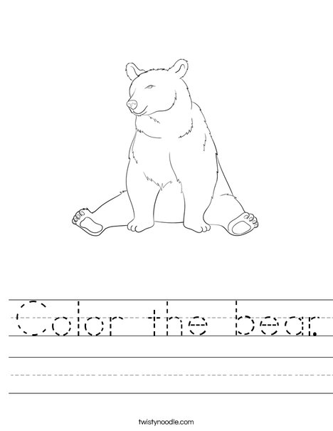 Color the bear. Worksheet