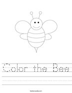 Color the Bee Handwriting Sheet