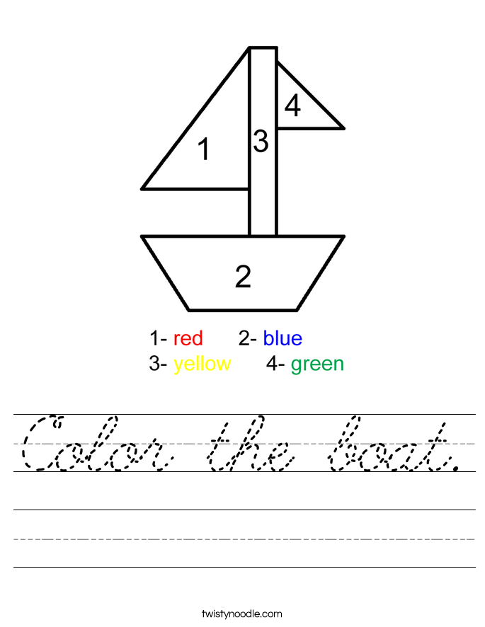 Color the boat. Worksheet