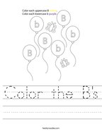 Color the B's Handwriting Sheet