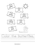 Color the butterflies. Worksheet