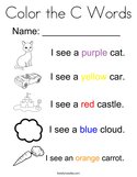 Color the C Words Coloring Page