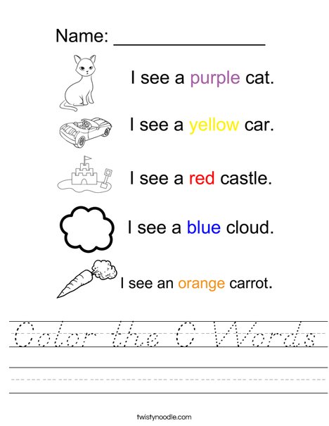 Color the C Words Worksheet