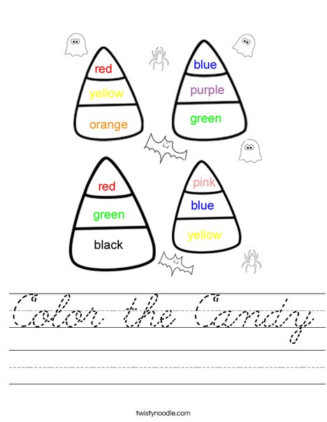 Color the Candy Worksheet