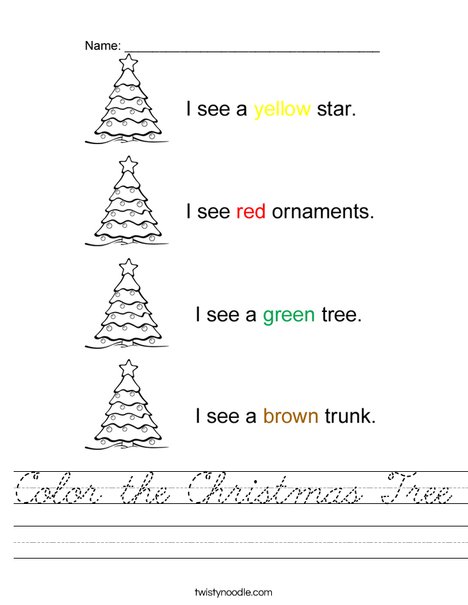 Color the Christmas Tree Worksheet