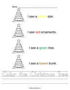 Color the Christmas Tree Handwriting Sheet
